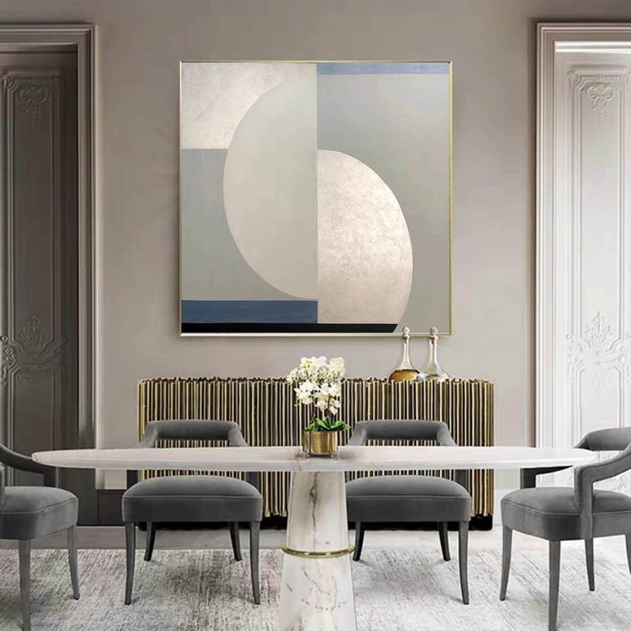 Hallway Room Geometric Silver Abstract Canvas Artwork W043S wall art